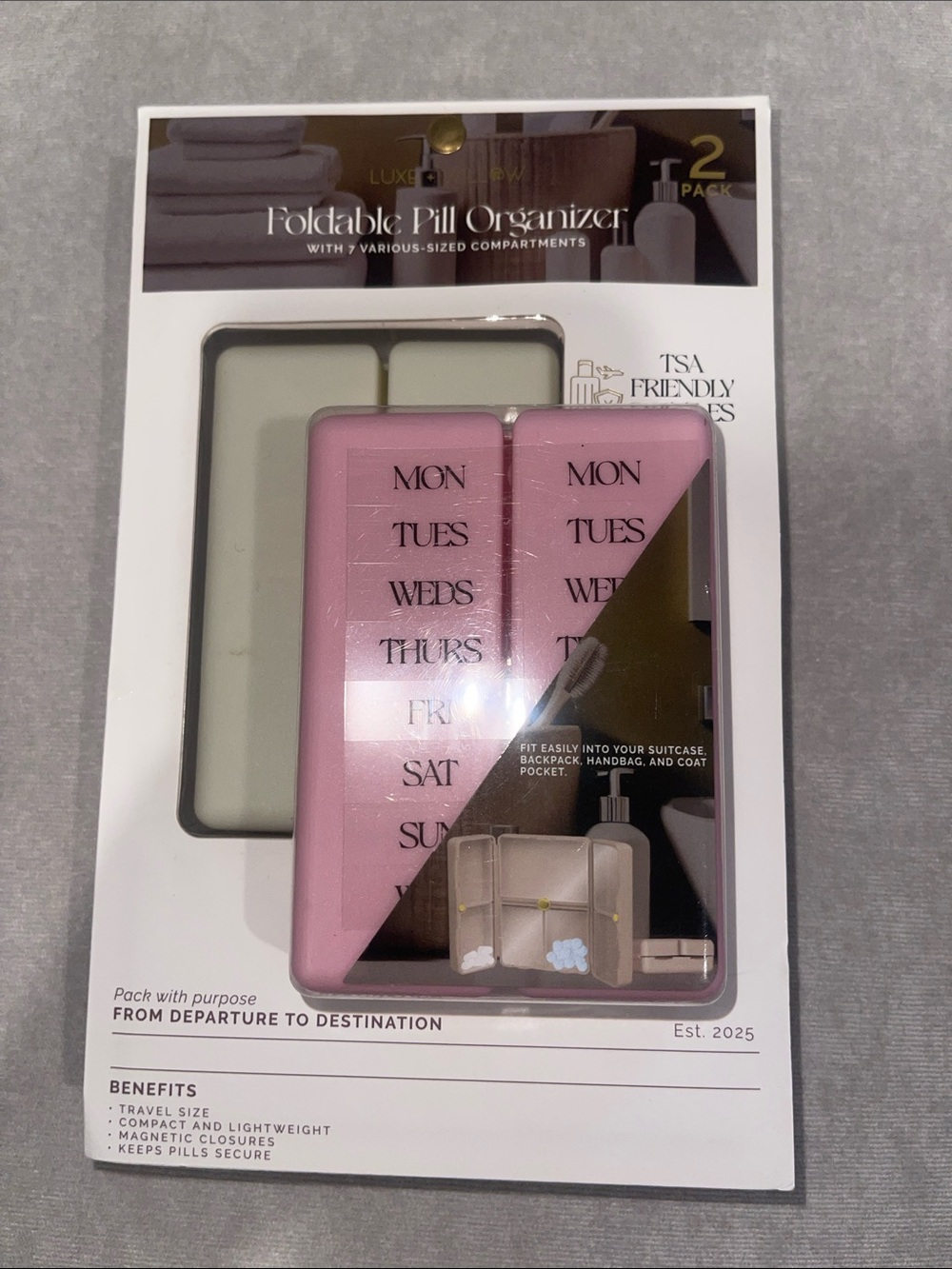 ❤️NEW!!!❤️ Foldable Weekly Pill Organizer Set — Pink & Cream